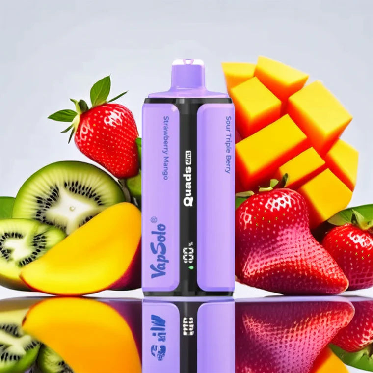 VapSolo Quads 80000 – Strawberry Mango & Blue Razz Lemonade & Vanilla Ice Cream & Sour Triple Berry 2%